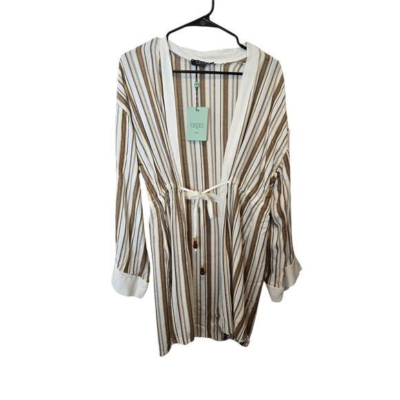 Nwt Kayra KYR Striped Kimono Ecru-Brown size 38/6/small - Picture 2 of 10